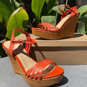 J Crew size 8 orange platform sandals